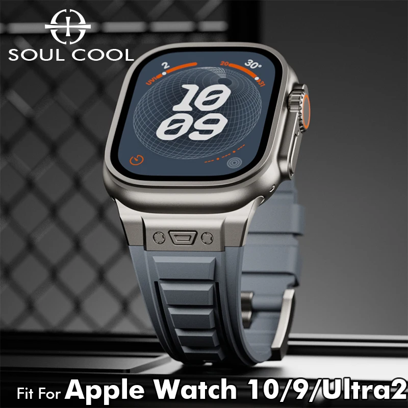Soft Silicone Strap for Apple Watch Series 10 9 8 7 6 5 SE 46/45/42/49mm High Quality Outside For iWatch Ulrta 2 Bands