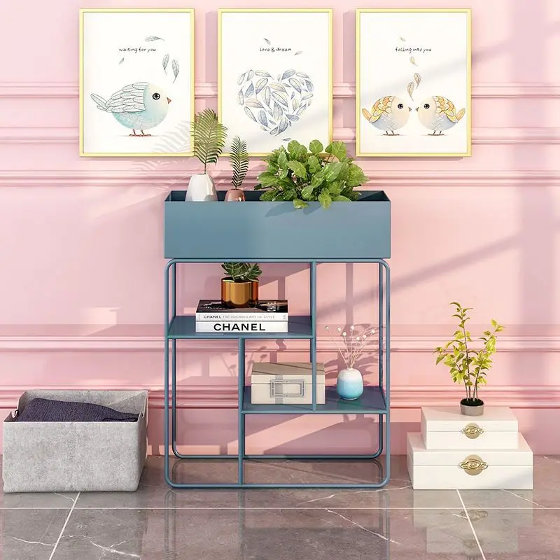 Скандинавская железная стойка для цветов хранения напольная зеленая цветочных