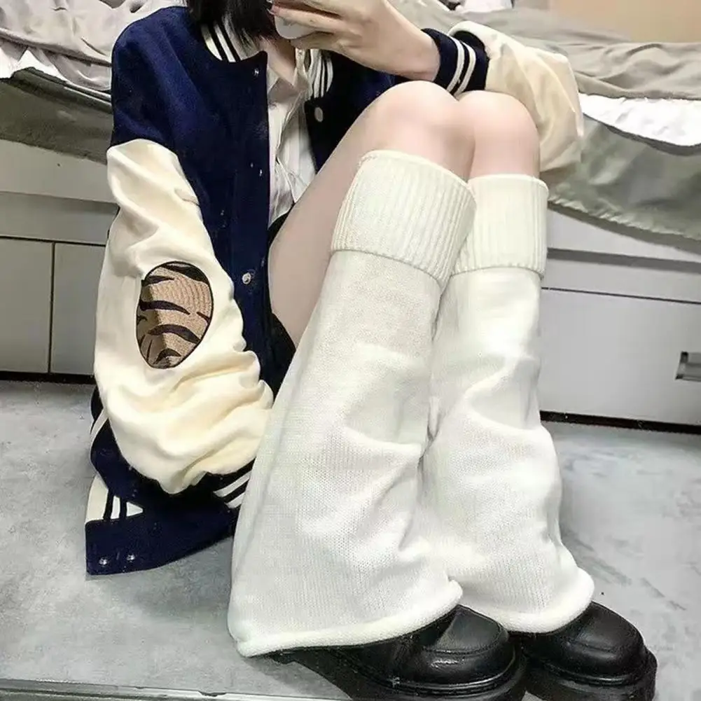 

1 Paar Uitlopende Lange Studentenbeenwarmers In Japanse Stijl Kawaii Beenwarmers Effen Kleur Los Gebreide Beenwarmers