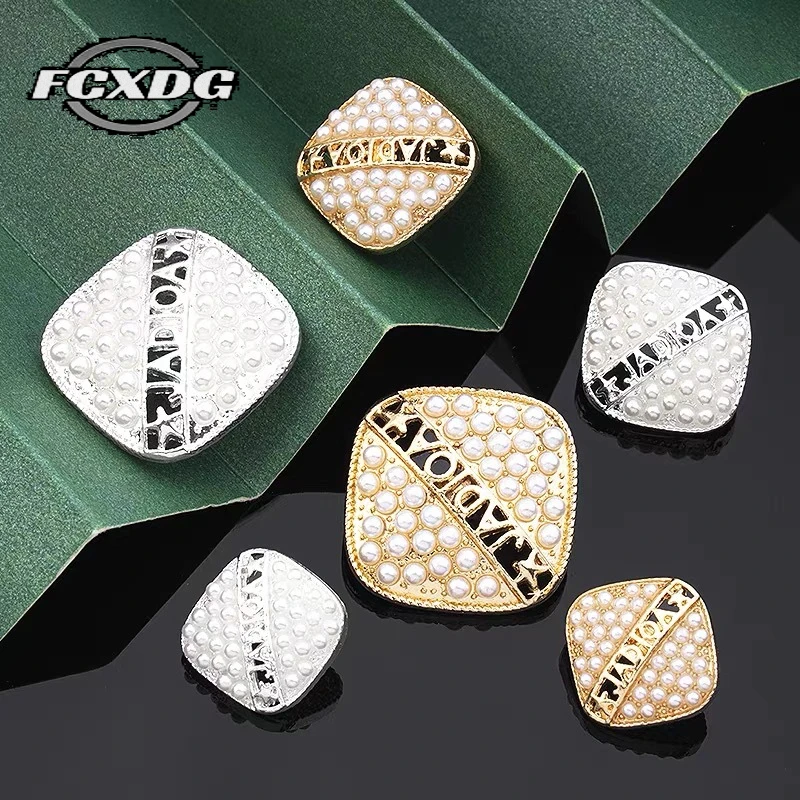 

10pcs Luxury Women's Clothing Buttons Sewing Accessories Silver&Golded Square Buttons for Clothing Fashion Metal Sewing Buttons