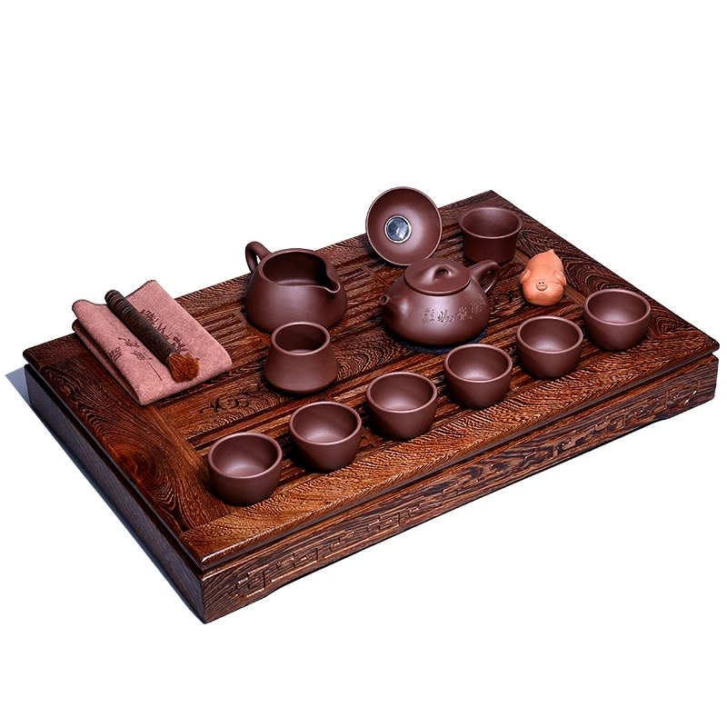 

Purple Clay Teapot Wood Tray Pure Handmade Famous Origina Tableware Sets Kung Fu Full Tea Set Bardak Seti Tea Service
