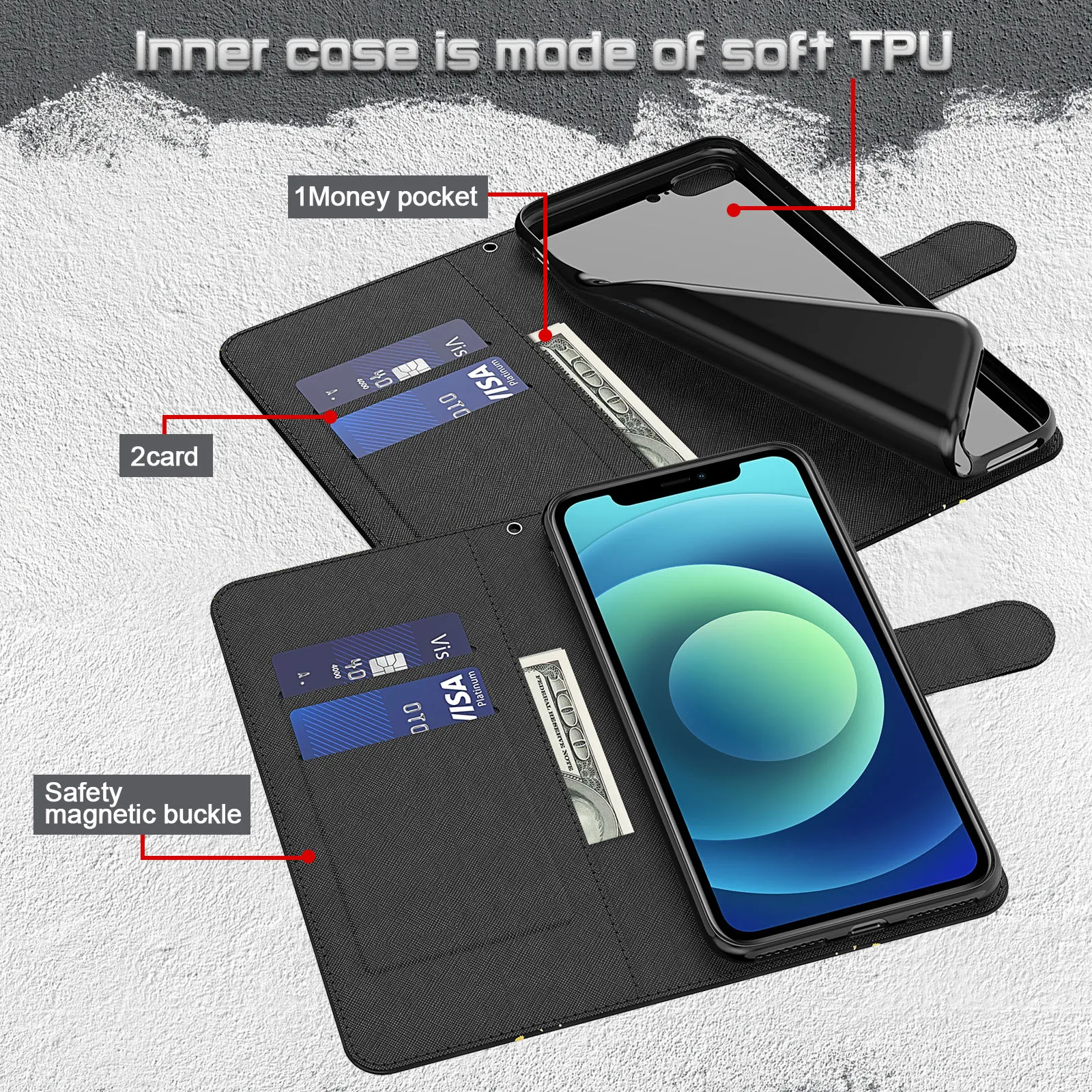 Flip Leather Phone Case For Samsung Galaxy J3 J5 2016 2017 J2 Core A12 A32 A42 A52 A52S A72 Wallet Card Holder Stand Book Cover