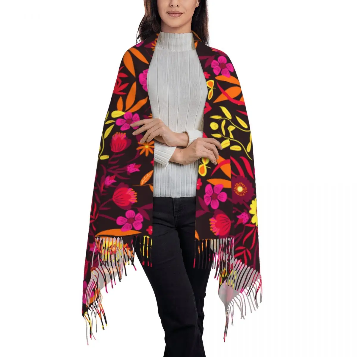 Индивидуальный Печатный традиционный мексиканский вышитый длинный ворс бахрома