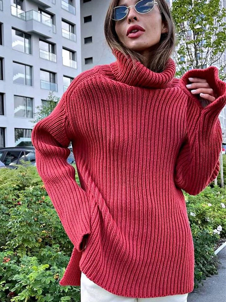 

Женский трикотажный свитер, повседневный Женский пуловер из искусственного кашемира с разрезом, джемперы, зимние женские свитера с длинным...