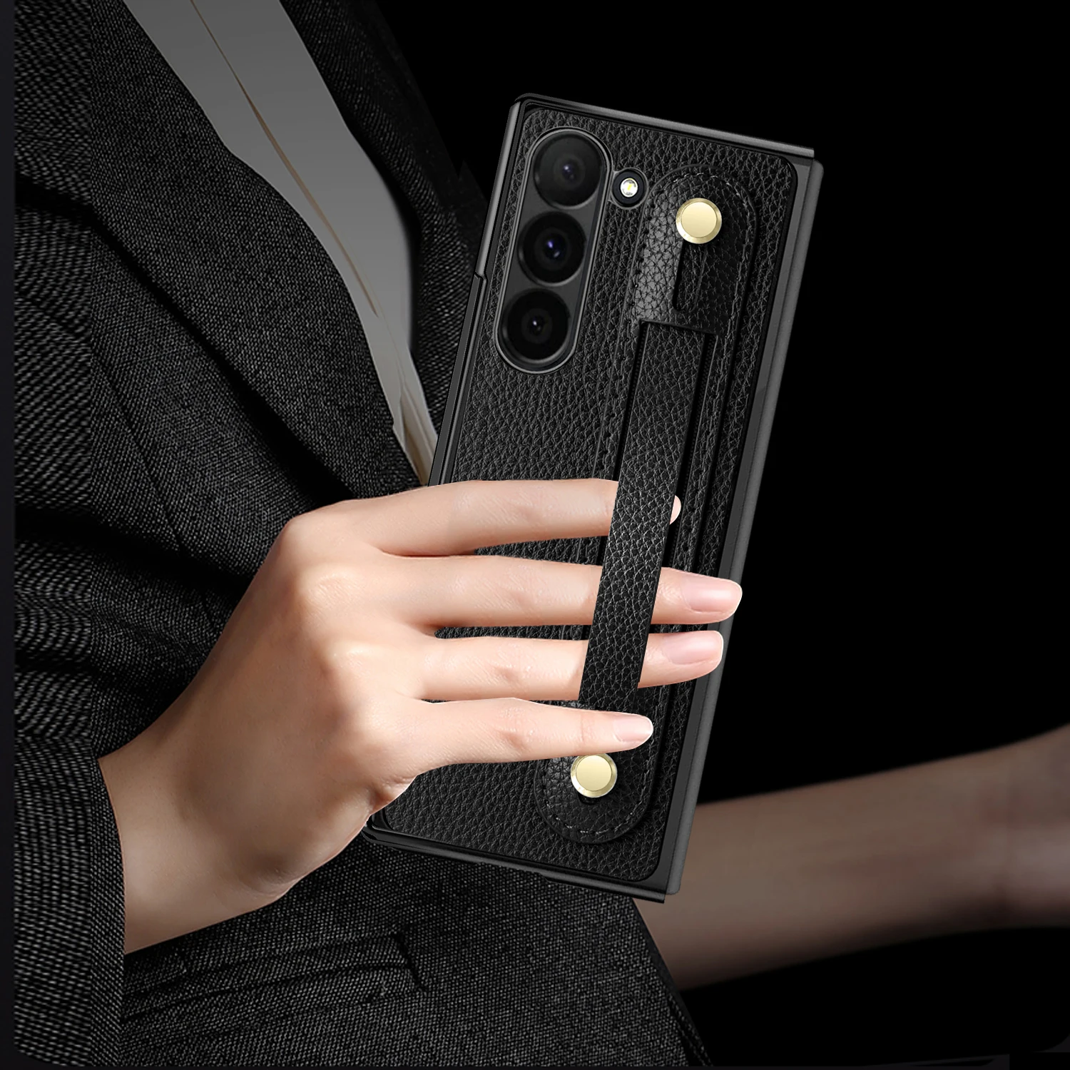 Фото Кожаный гальванический чехол VIETAO для телефона с подставкой для Samsung Galaxy Z Fold 6, чехол для телефона со стеклянной пленкой для Galaxy Fold 6 №5
