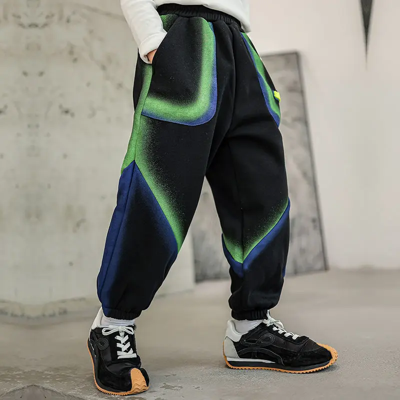 

Boys Handsome Casual Trousers Boys School Children's Pants 2022 Spring Sports Sweatpants Spring & Autumn Children Elastic Waist