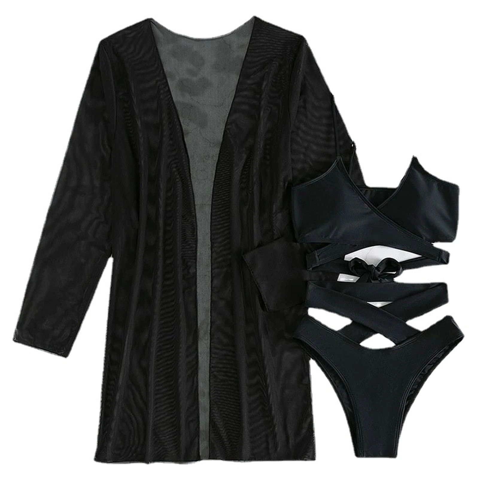 

Однотонный Купальник 3 шт. пряжа 3 шт. купальник бикини однотонный бюстгальтер укороченные топы треугольный бикини