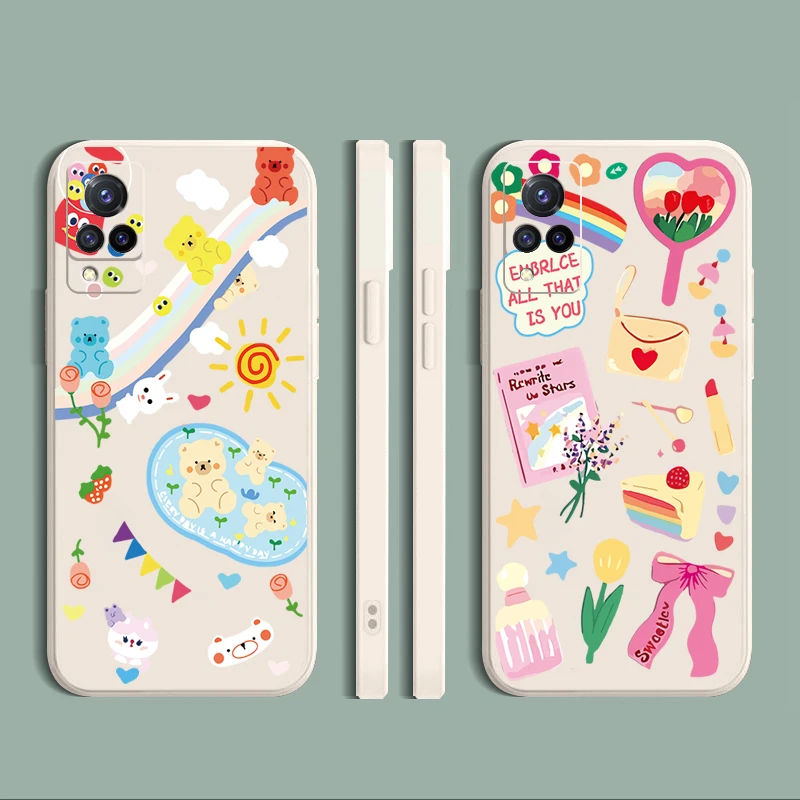 

For VIVO Y12S Y50 Y30 Y20 Y20S Y95 Y91 Y17 Y15 Y12 Y19 Y72 Y52 5G Phone Case Grizzly Straight Edge Silicone Protective Cover