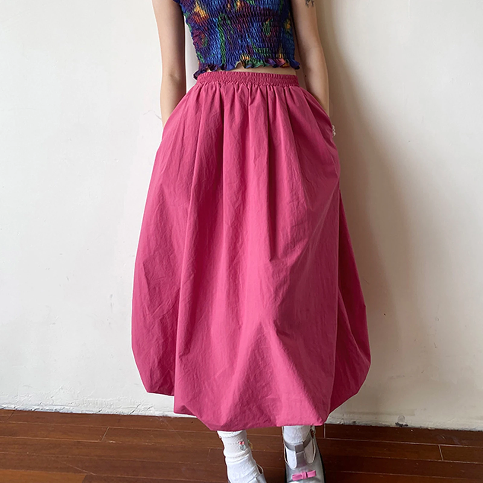 Женские длинные юбки-трапеции Y2k плиссированные юбки с низкой эластичной талией