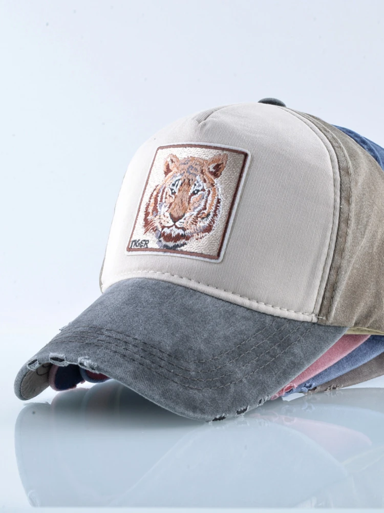 Snapback Hats For Men tiger Embroidery Baseball Cap Women Spring Summer Breathable Cotton Dad Hat Fashion Hip Hop Bones