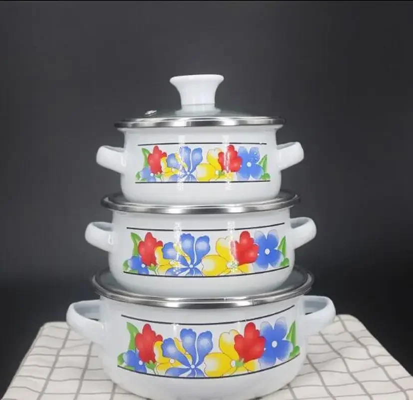 Кухонный горшок из трех предметов эмалированная стандартная миска для лапши