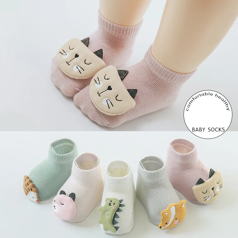 

0-3Y Summer Autumn Cute Cartoon Baby Socks Cotton Animal Design Children Socks Anti-slip Newborn Kids Socks Accessories