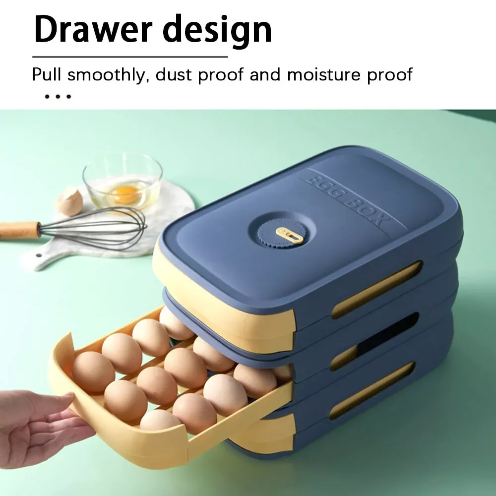 

Drawer Organizer Box Plastic Egg Storage Food Containers Box With Lid Kitchen Refrigerator Egg Organizer Drawer Egg Tray Holder