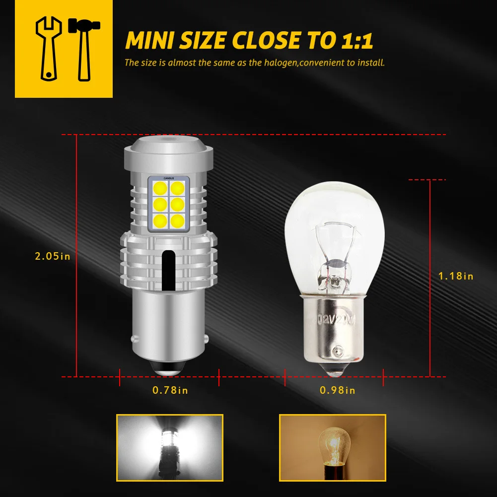 2 шт. BAU15S PY21W светодиодные лампы Canbus 1156 7507 6500K красный белый указатель поворота для