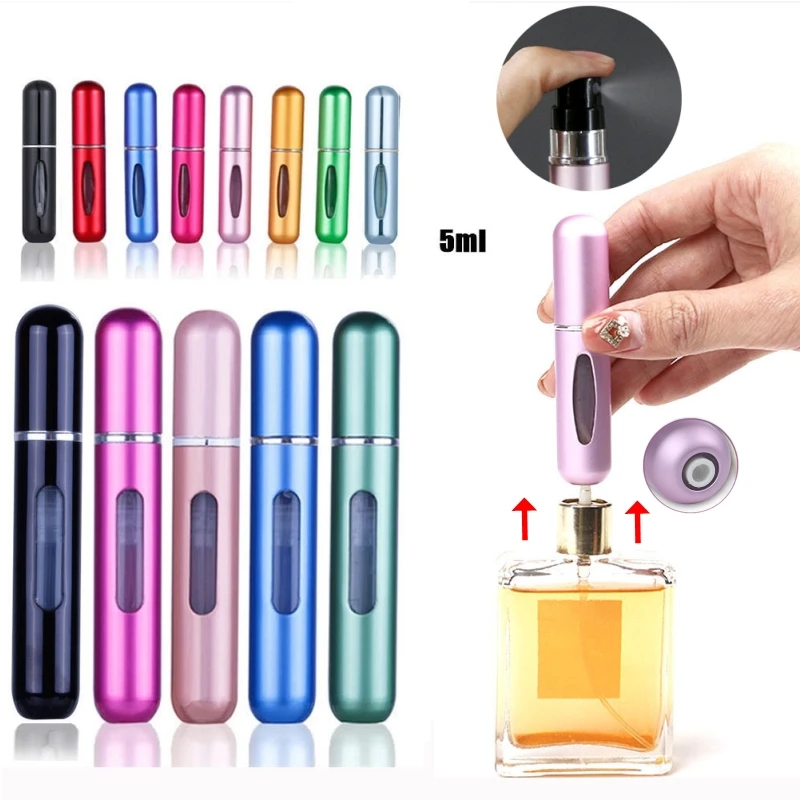 

5ml Traveling Perfume Atomizer Portable Liquid Container For Cosmetics Mini Metal Aluminum Pump Spray Empty Bottle Refillable