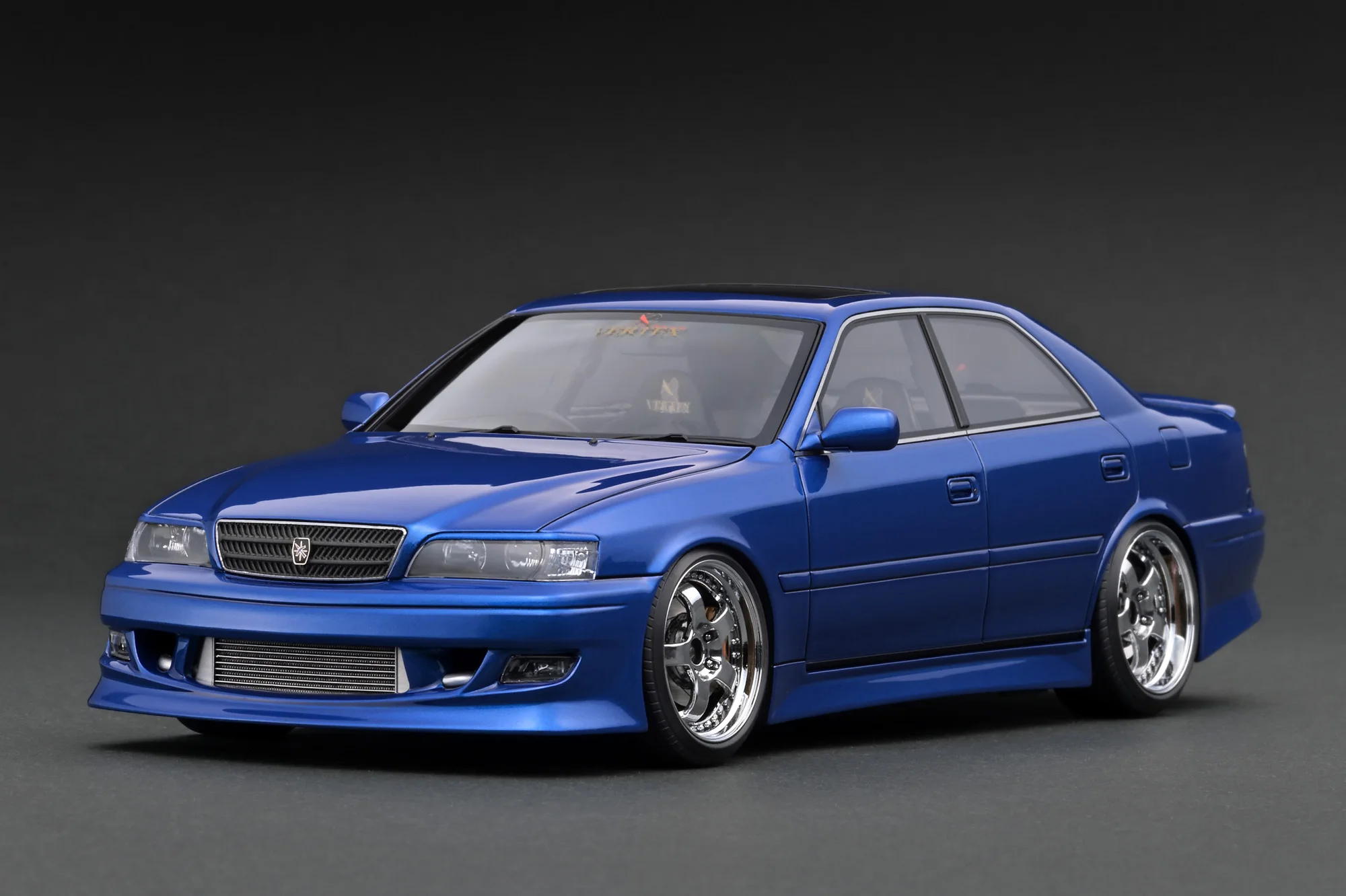 IG 1:18 VERTEX JZX100 Chaser Синяя металлическая смола Коллекционная модель автомобиля