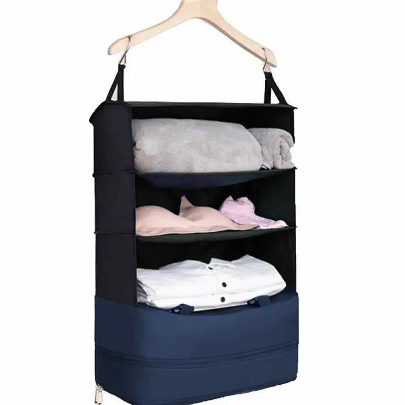 

Travel Bag Organizer Collapsible Hanging Shelves Closet Organizer Multipurpose Portable Closet Wardrobe For Travel Clothes