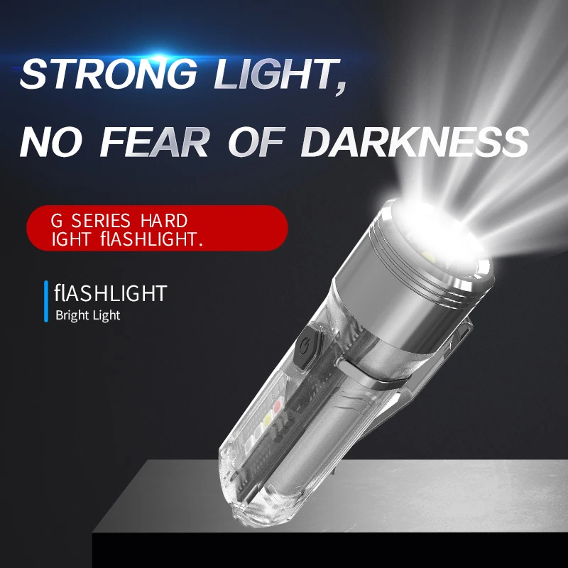 

Multi-purpose flashlight Mini LED Flashlights USB Rechargeable Small Keychain Flashlight with 11 Modes of Main & Side Light