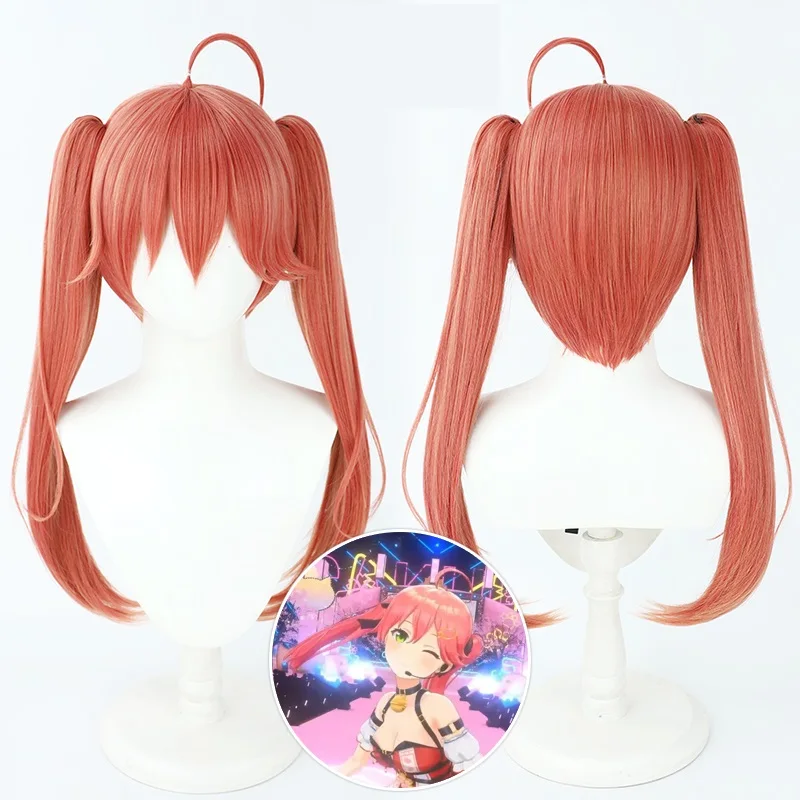 

Парик для косплея аниме VTuber Hololive Sakura Miko, термостойкий синтетический длинный парик из розовых волос 70 см, фотоаксессуары + бесплатная шапочка для парика