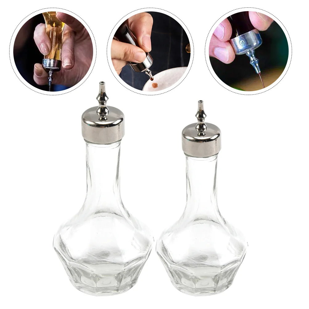 

2pcs Empty Glass Bottles Lightweight Bitter Bottles Bartender Bitter Bottles Accessory