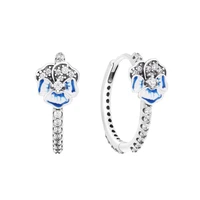 2022 spring blue pansy flower hoop earrings fashion female jewelry european wedding make up earrings for jewelry making