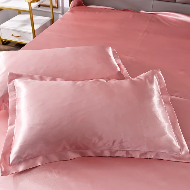 

2pcs/set Pure Emulation Silk Satin Pillowcase 48x74cm Comfortable Pillow Cover Summer Cool Smooth Pillowcases For Bed