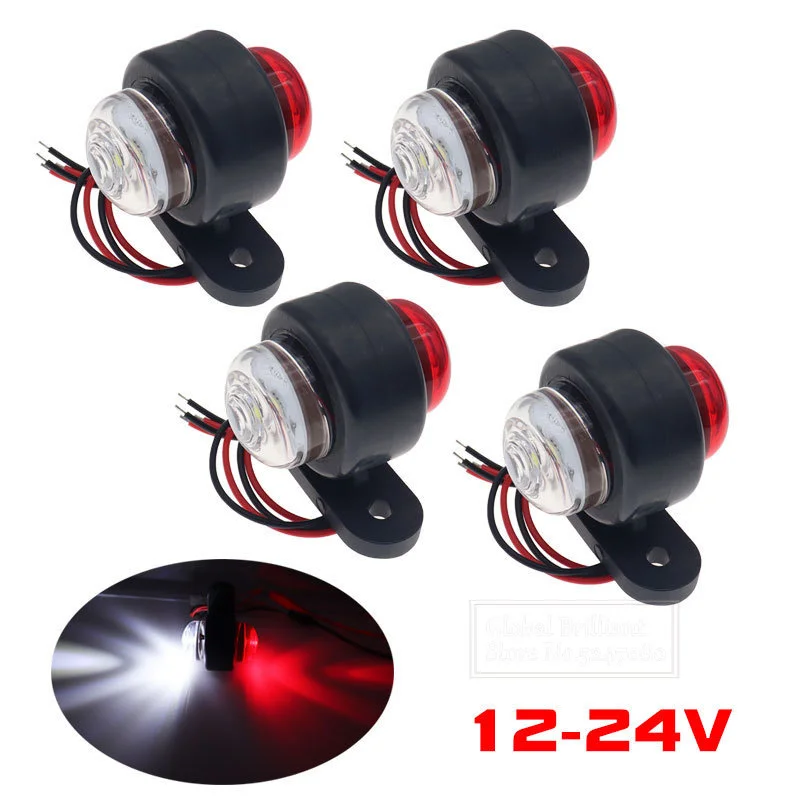 

4PCS 12V/24V Side Marker Light 2LED Truck Light Indicator Trailer Lorry Lamps Van Caravans Safety Turn Signal Lamp Warning Light
