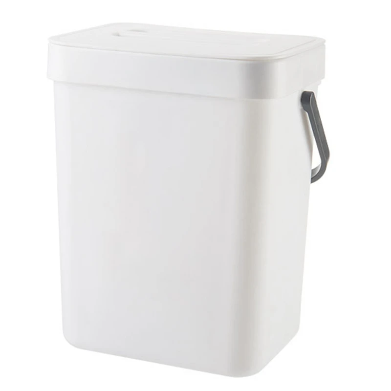 

1.3 Gallon Kitchen Compost Bin Trash Can With Lid Under Sink Food Waste Bin Small And Light Bathroom Trash Can White