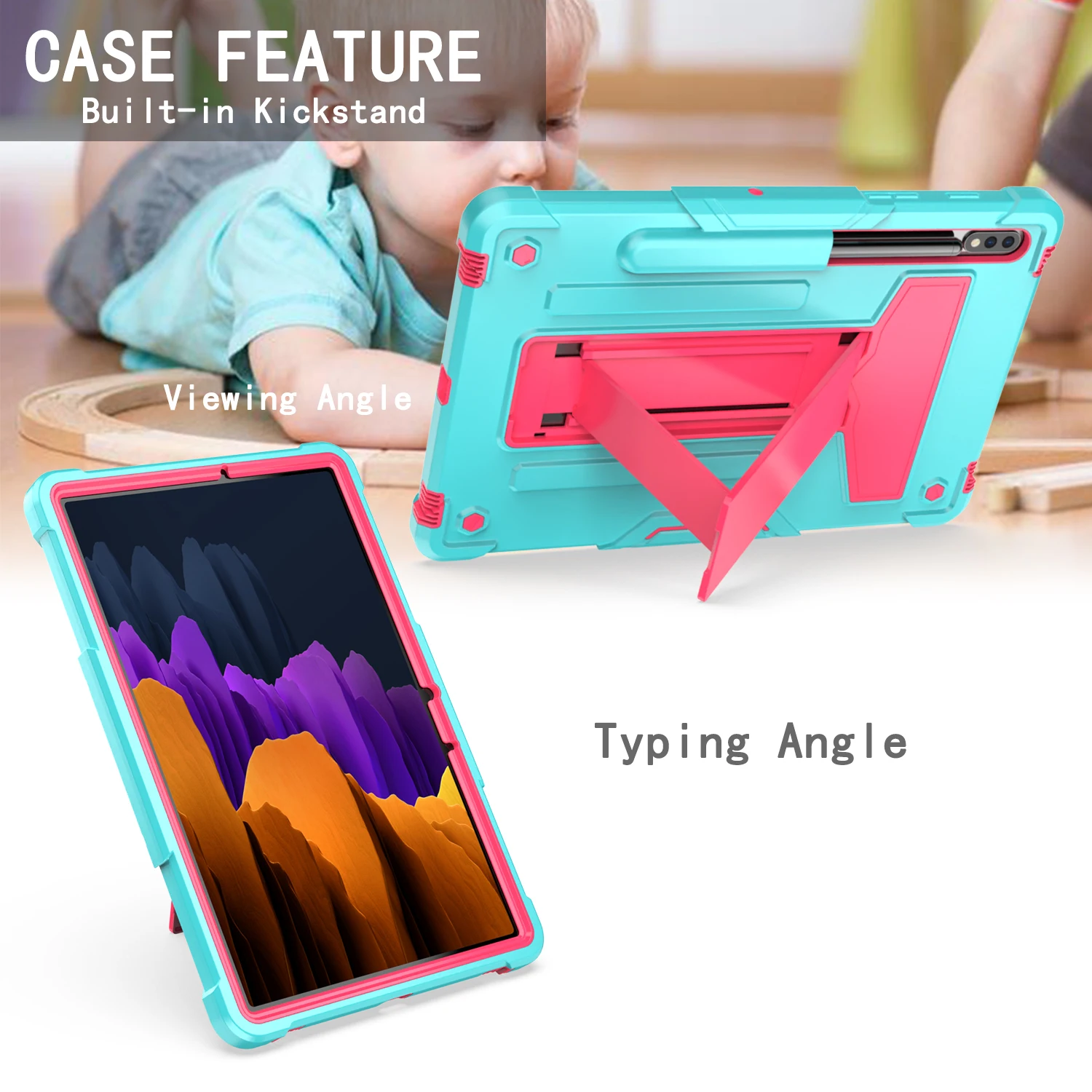 Чехол для Samsung Galaxy Tab A9 SM-X110 Plus SM-X210 S9 SM-X710 FE SM-X510 SM-X810 Hybrid Cover с держателем S Pen