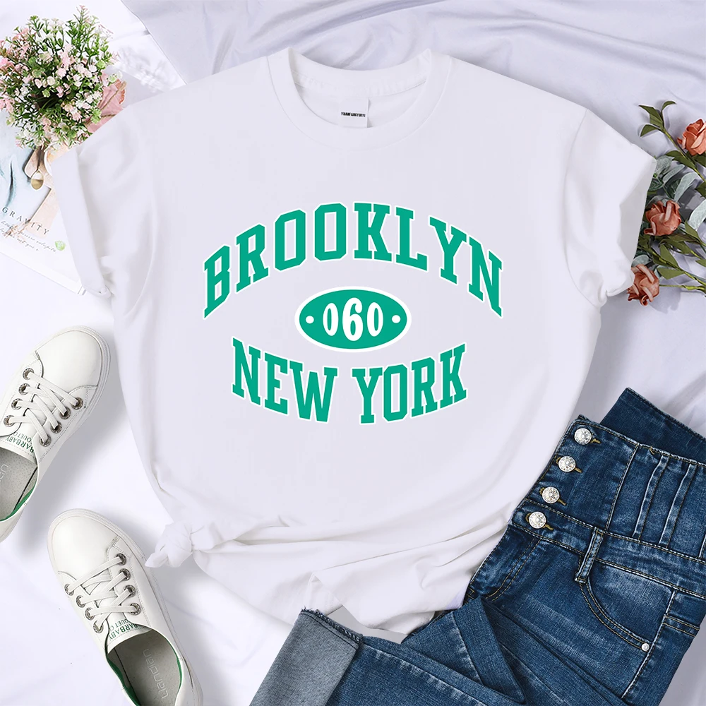 

Женские футболки с забавным принтом Brooklyn New York, модная повседневная одежда, удобная уличная футболка, простые Стильные женские топы
