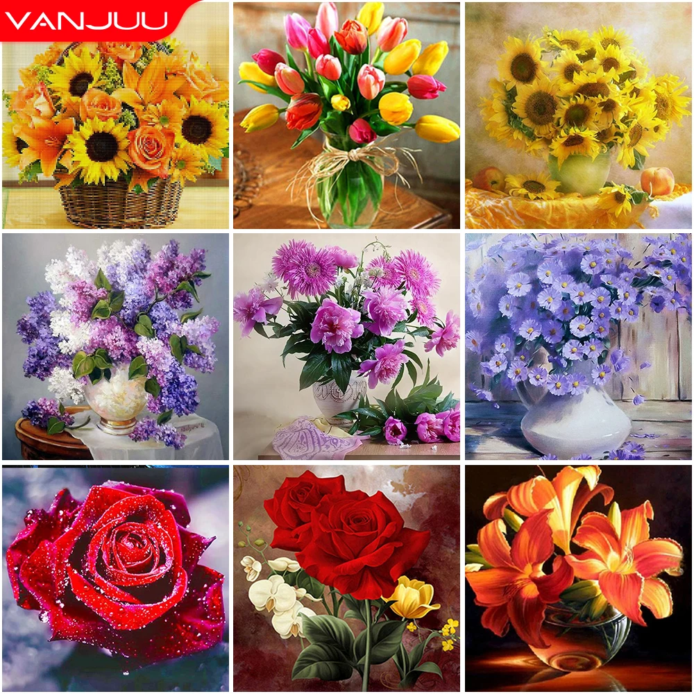 

5D DIY Diamond Painting Flower Diamond Mosaic Tulip Embroidery Full Round Diamond Cross Stitch Kit Home Decor