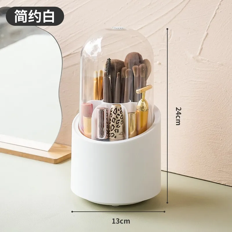 

Rotating Cosmetic Brush Storage Container Eyebrow Pencil Eye Shadow Brush Bucket Dustproof Cover Storage Rack Desktop Pen
