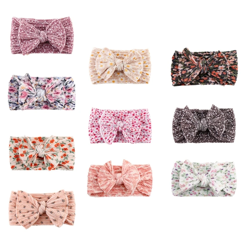

Baby Girl Headbands Breathable Hairband w/ Floral Printing Comfort Skin Friendly Machine Washable Nylon Bow Head Dress
