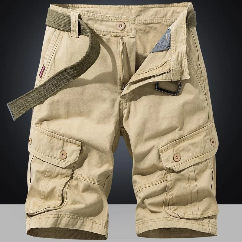 

Mens Casual Cargo Shorts Summer Cotton Shorts Men Loose Multi-Pocket Short Pants Homme Casual Bermuda Tactical Trousers 38 X103
