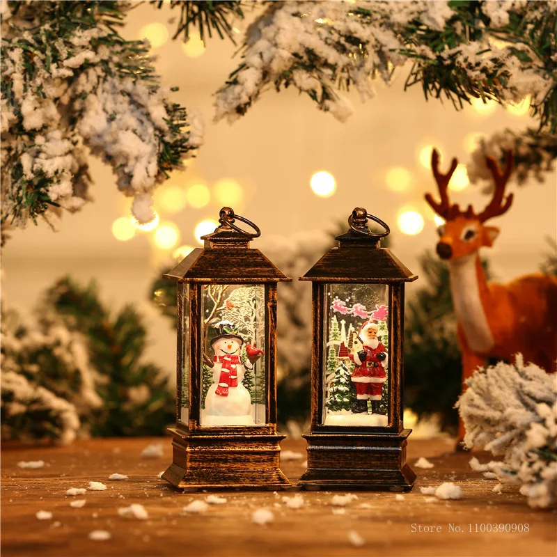2022 Лучший подарок LED Рождественские кристальные огни Вращение блестки Xmas Маленький фонарик на батареях с держателем светодиодной свечи Декорация.