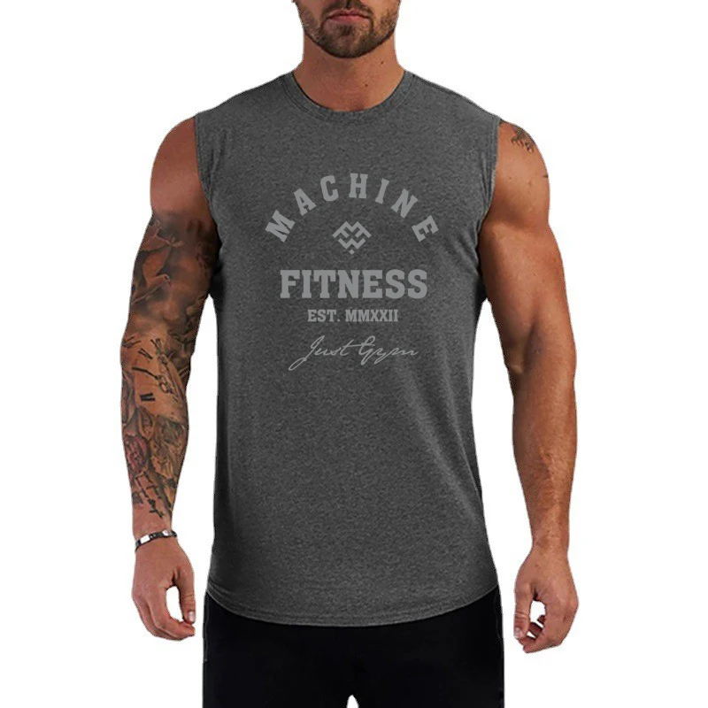 

Summer Cotton Fitness Tank Top Men Slim Fit Bodybuilding Workout Sleeveless T Shirt Gym Clothing Mens Sportswear Muscle Vests