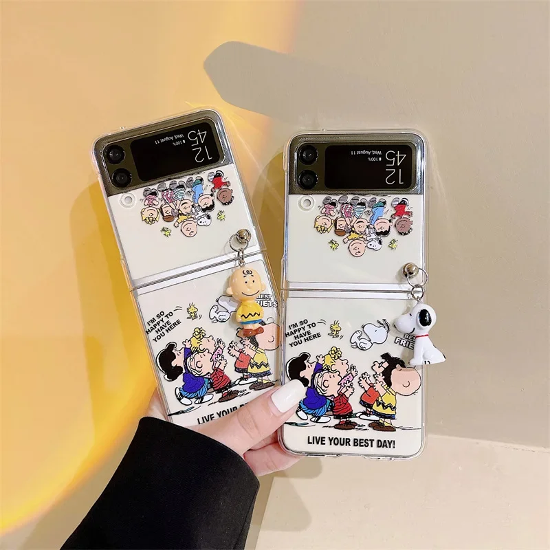 Чехол для телефона Snoopy Z Flip 3 чехол с рисунком аниме Samsung 5G ZFlip3 Flip3 милый прозрачный