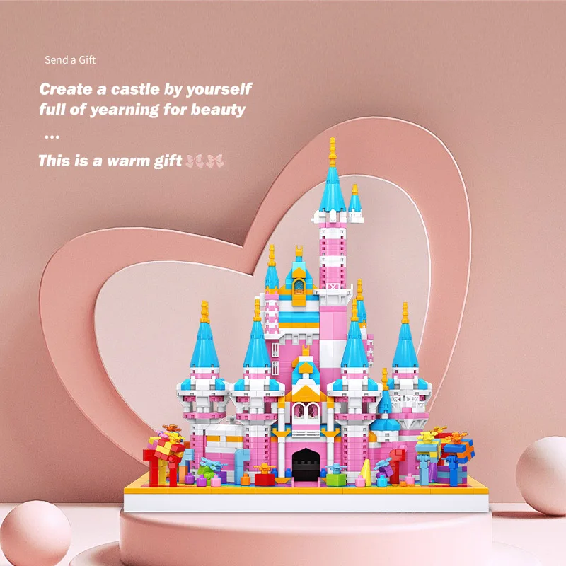 

Disney Friends Toy Pink Castle Rainbow Castle Brilliant High Difficulty Assembling Childrens Birthday Gifts Toys Building Blocks
