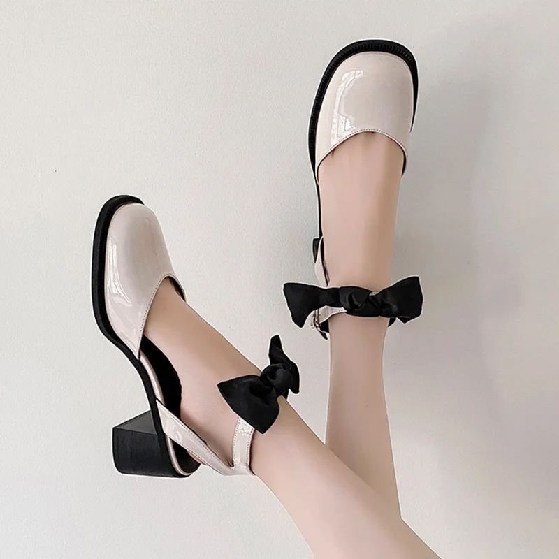 

Босоножки на высоком каблуке для женщин, лето 2022, женская обувь средней высоты, яркие удобные новые бежевые прозрачные Закрытые блоки для де...