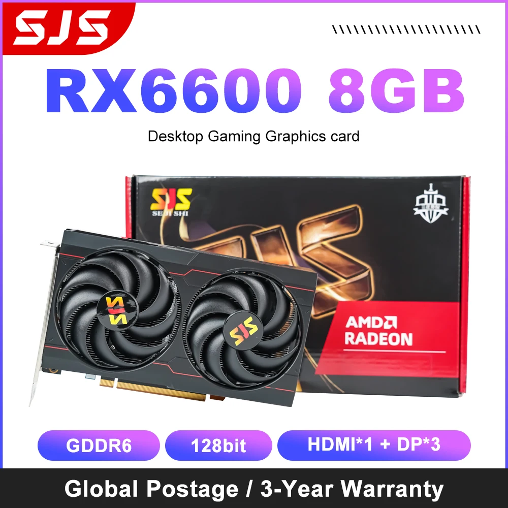 Видеокарта SJS RX 6600 8 Гб GPU GDDR6 1750 бит 2044-МГц 3DP + 1HDMI компьютерная видеокарта с поддержкой настольного ПК RX6600 - купить по выгодной цене - 200 лучших товаров с Али