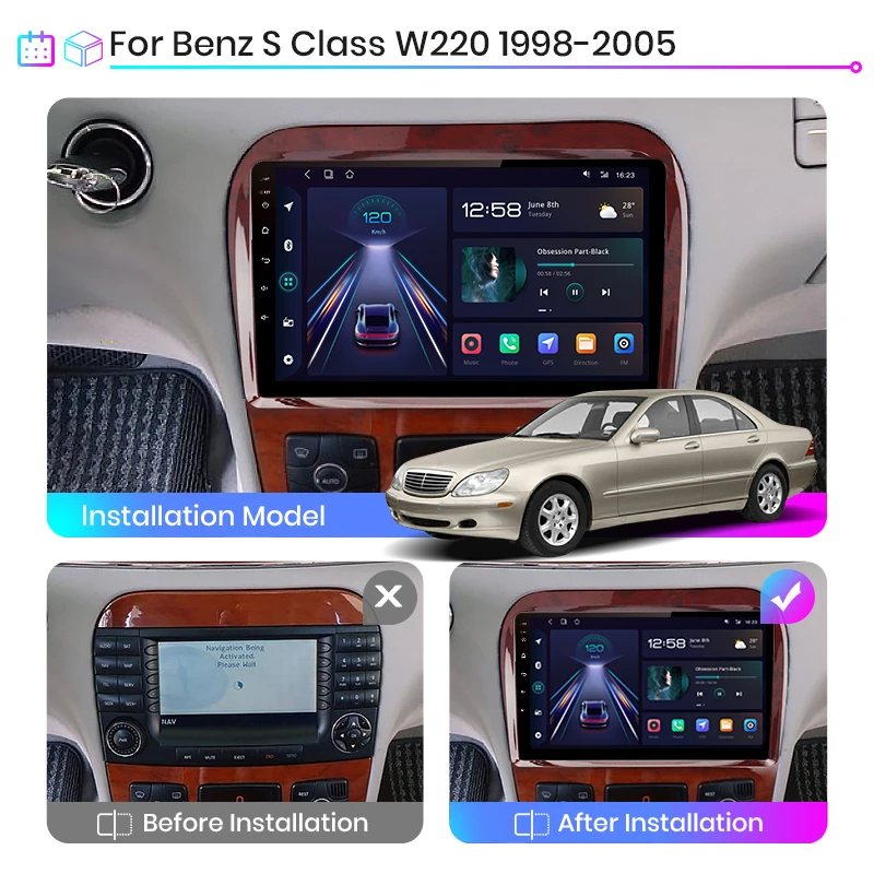 Автомагнитола Junsun 4 Гб + 64 ГБ мультимедийный плеер для Mercedes Benz S Class W220 S280 S320 S350 S400 S430