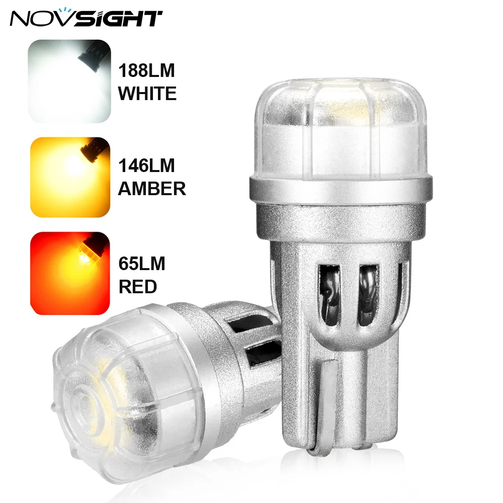 NOVSIGHT 2PCS T10 Signal Lamp Mini Size Plug and Play Auto LED Bulbs Super Bright White Amber Red Reading Lamp Car Lights