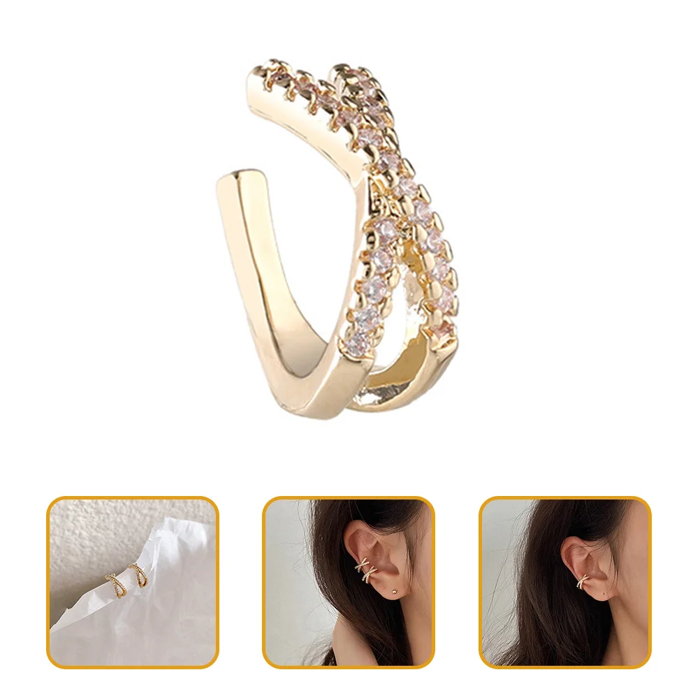 

Ear Earrings Cuff Clip Cartilage Clipscuffs Steel Stainless Rhinestone Bone Sparkling Zirconia Silve Wrap Hoop Small Tiny