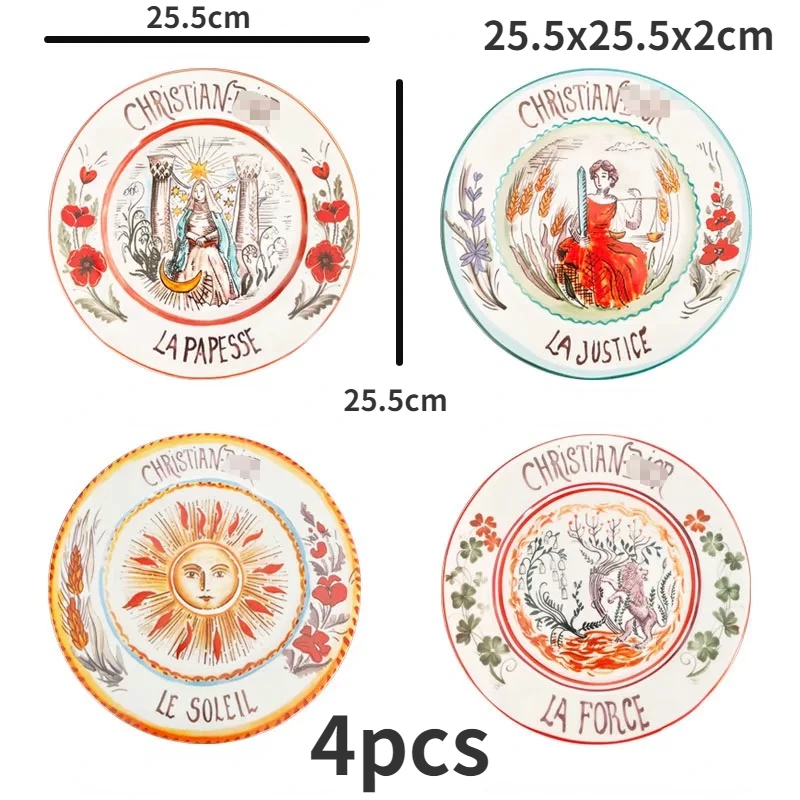 Креативная керамическая тарелка для стейка набор из 4 предметов домашняя ручной