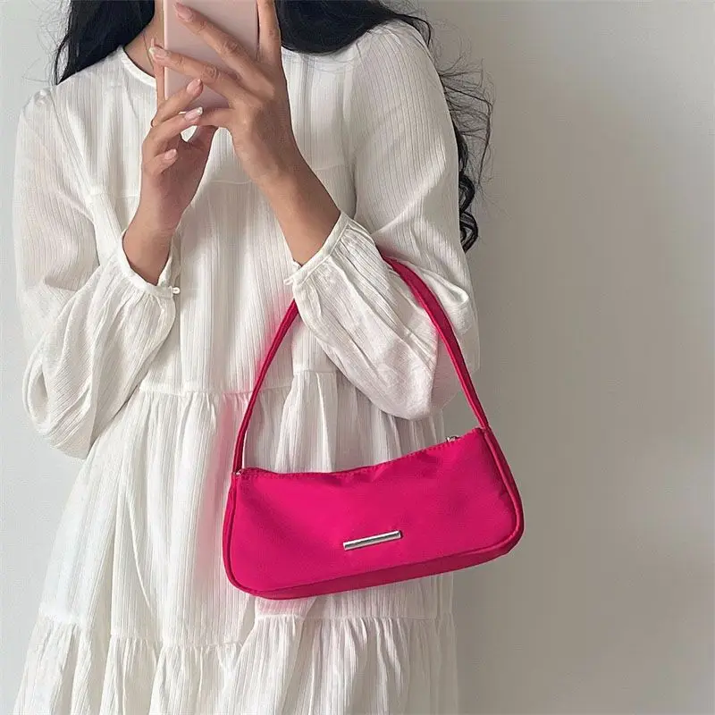 

Candy Women's Underarm Bag Lightweight Nylon Simple Design Women Shoulder Bag Full Matching Women's Small Purse Handbag 2023 New