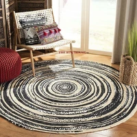 rug 100 natural jute cotton bohemian reversible rug round area carpet rug