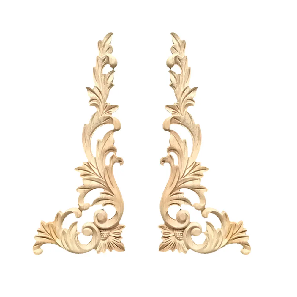 

2/4 Pcs Unpainted Antique Modern Long Wooden Decal Carved Walls Cabinet Home Furniture Wood Craft Wood Mouldings Wood Applique