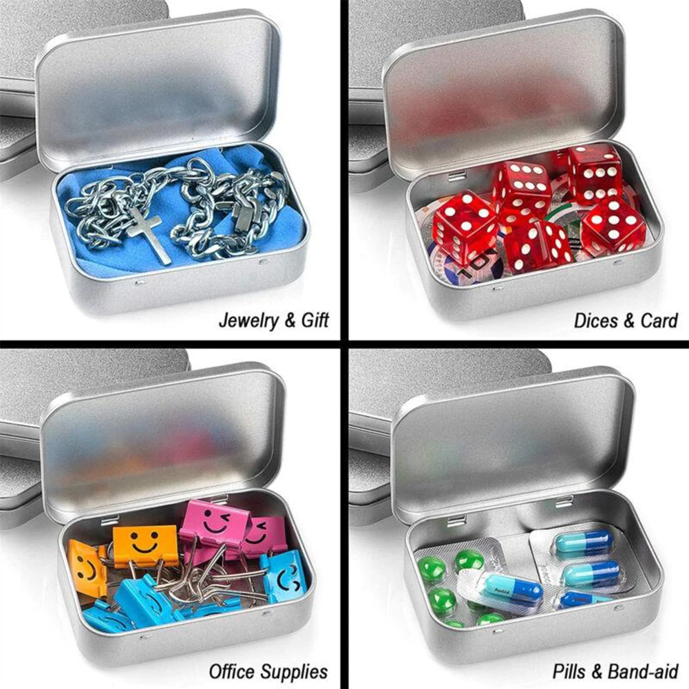 

12Pcs Metal Hinged Tins Container Portable Square Hinged Flip Storage Tin Box Small Storage Case Jewelry Coin Candy Organizer