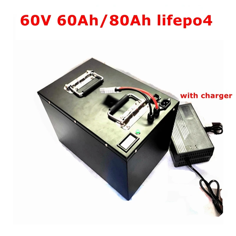

MLG 60V 80AH lifepo4 60V 60AH lifepo4 lithium bateria for 6000W 3500W scooter Inverter EV bike Tricycle caravan + 10A charger
