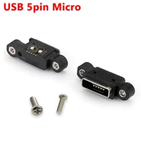 10pcs micro usb 5pin charging jack socket dock port 5p ip67 smt board waterproof female connector with screw hole